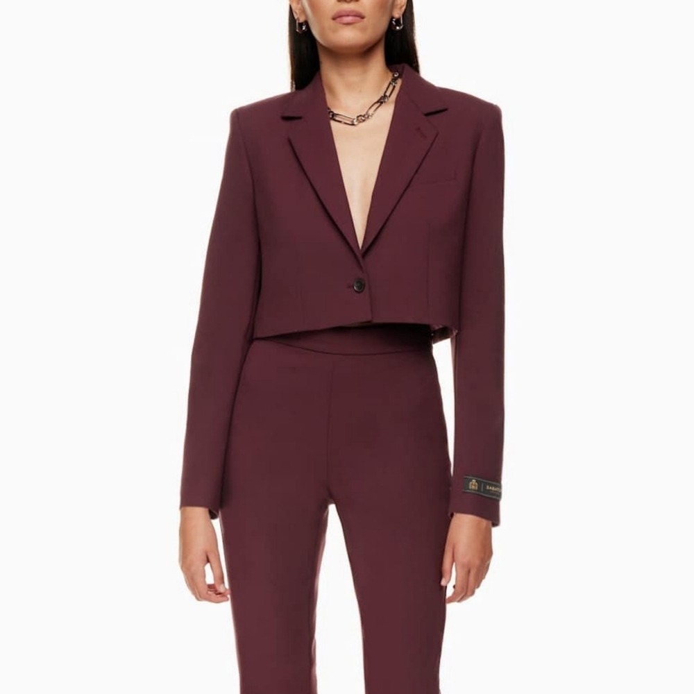 BABATON Arbus Blazer Crop Maroon Red Aritzia